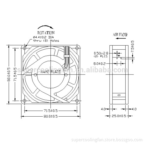 80x80x25mm 220V ac fan 80mm ac cooler